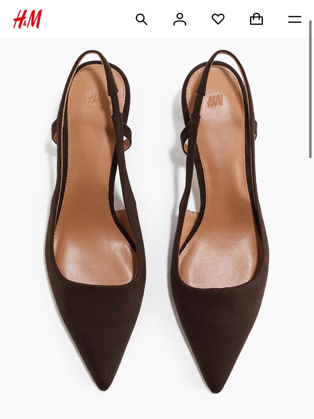 NEW H&M Women’s Pointed Slingback Kitten Heels - Black Faux Leather Size 8